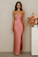 The Sophia Satin Maxi Dress Rose