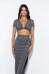 Energy For You Mesh Crop Top Grey