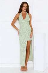 Coconut Sips Halter Maxi Dress Green