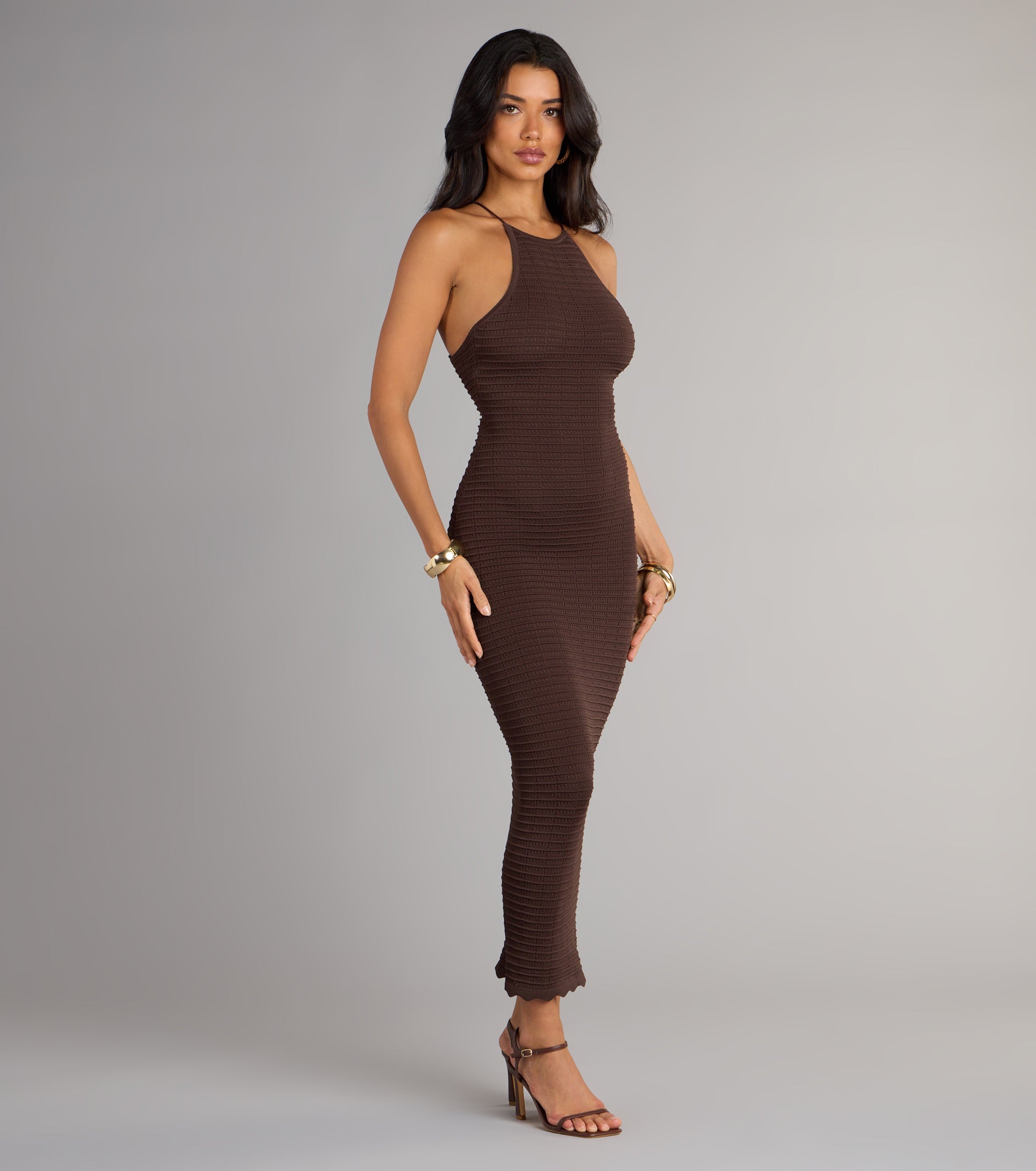 It Girl High Neck Lace Up Maxi Dress