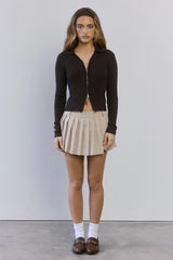 Warm Layers Ribbed Long Sleeve Top Brown