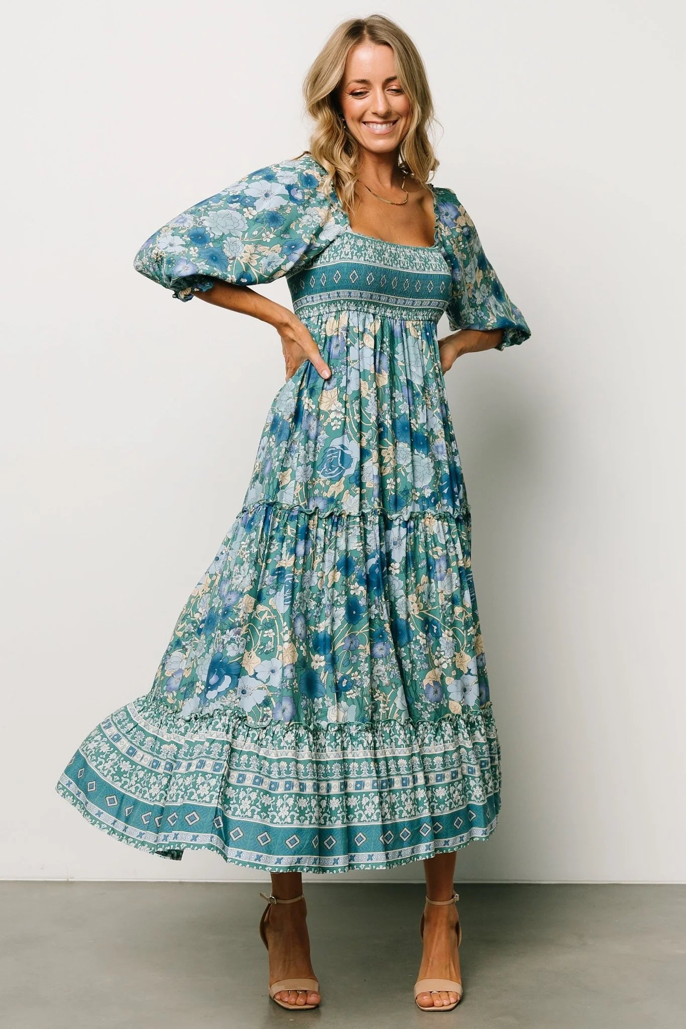 Shanna Tiered Dress | Emerald Multi
