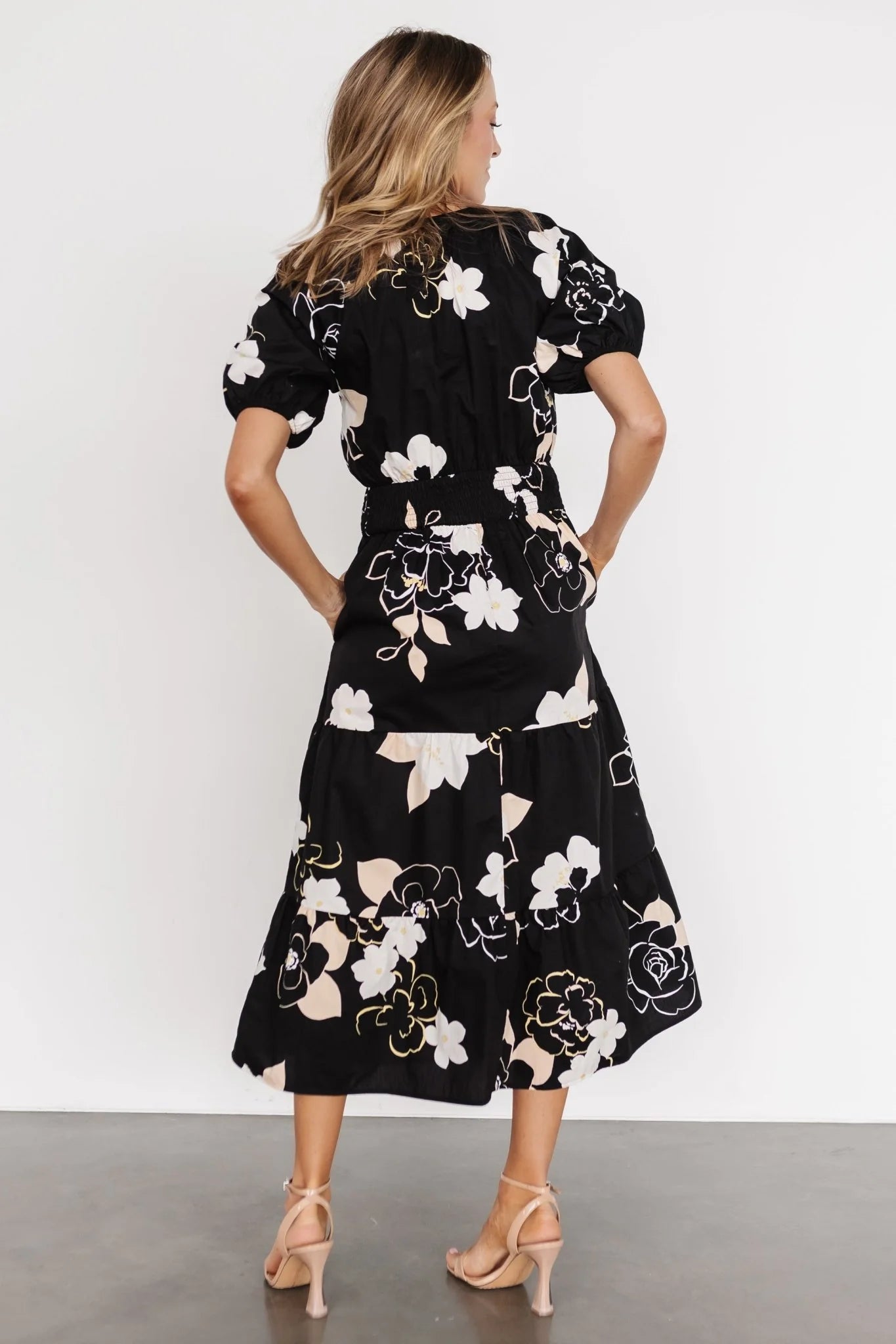 Hacienda Tiered Midi Dress | Black Multi
