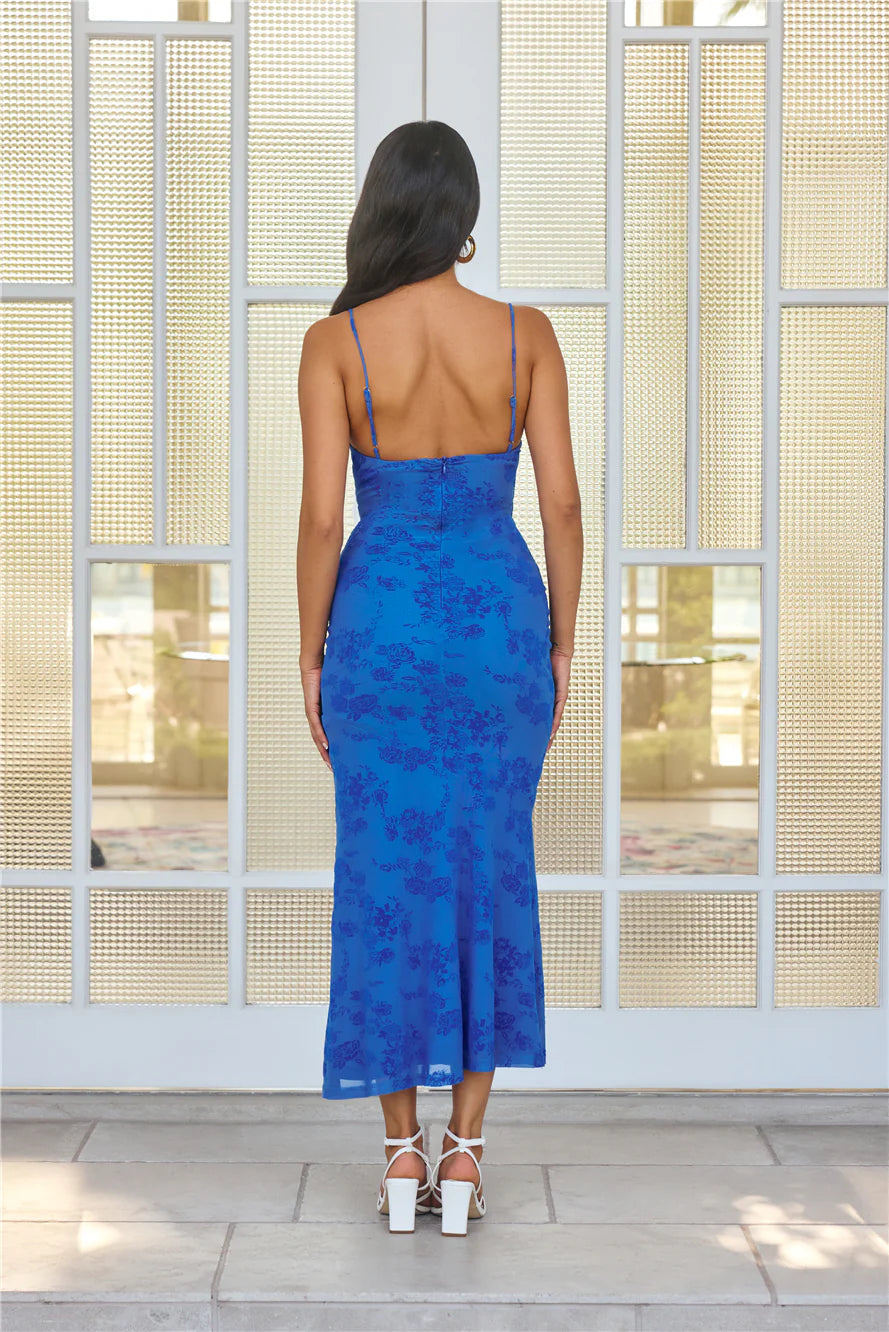 Effortlessly Me Mesh Midi Dress Blue