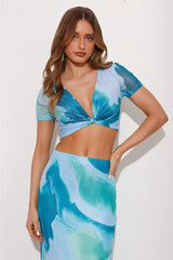 Festival Energy Mesh Crop Top Blue