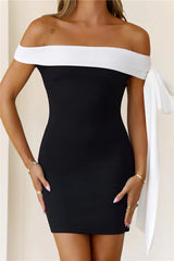 Whispered Luxe Off Shoulder Mini Dress Black