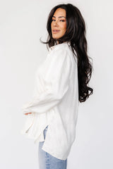 Kieran Striped Button Up Top | Cream