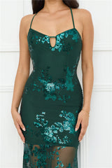 Emerald Serendipity Sequin Maxi Dress Green