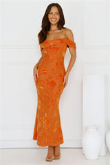 Good Fun Off Shoulder Maxi Dress Orange