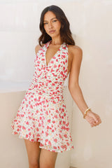 Floral Fiesta Halter Mini Dress Print