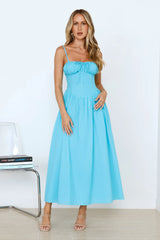 Whimsical Woods Maxi Dress Aqua