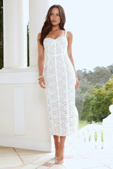 Delicate Lace Dream Midi Dress White