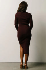 Knightsbridge Ribbed Sweater Midi Dress | Burgundy