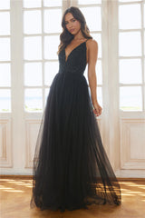 Glistening Moments Tulle Maxi Dress Black
