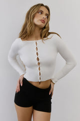 Frosted Nights Ribbed Long Sleeve Top White