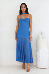 East Coast Edge Mesh Maxi Dress Blue