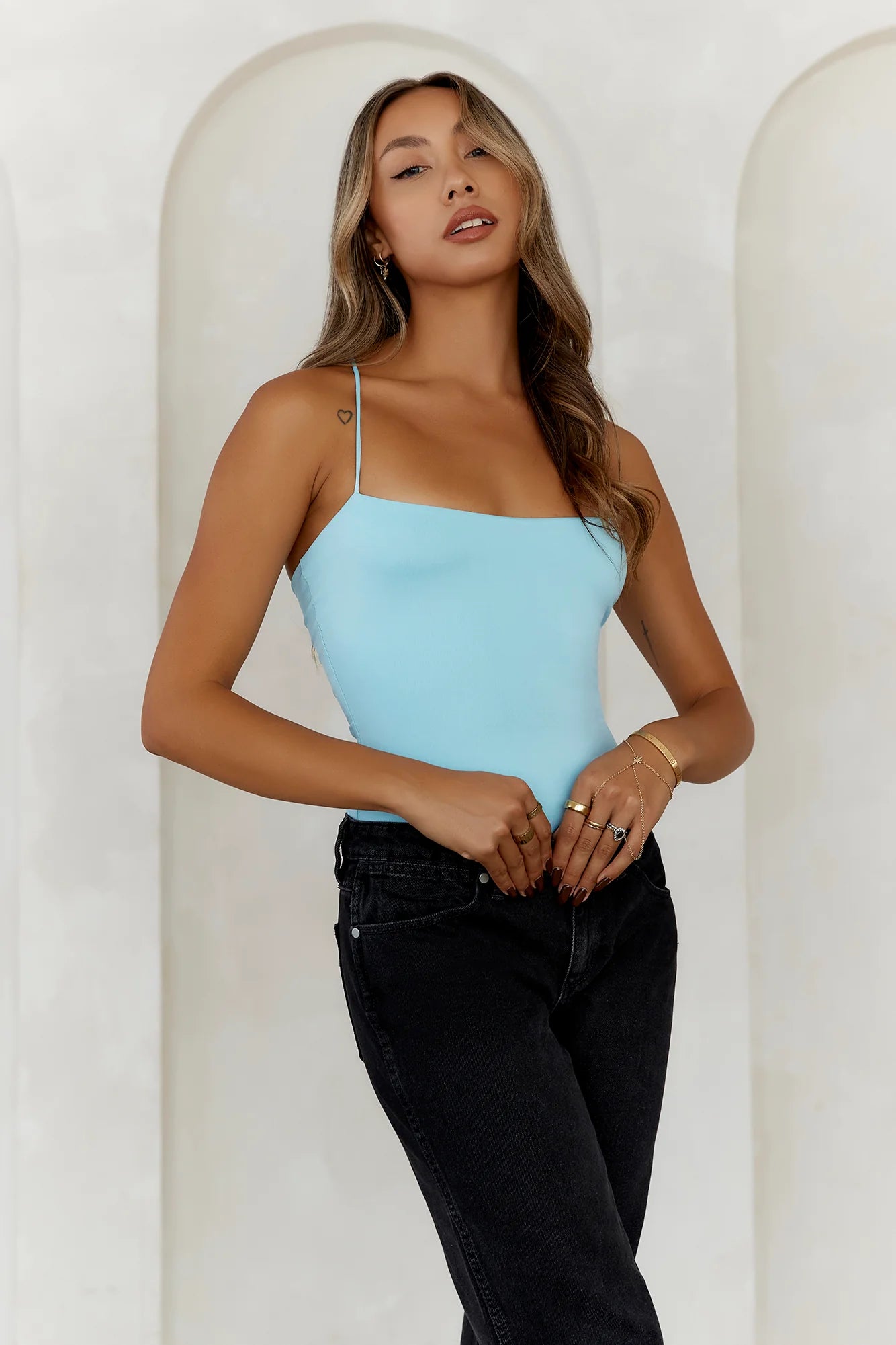BASE Day To Night Longline Top Baby Blue