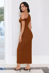 Fit Of Daydreams Off Shoulder Maxi Dress Brown