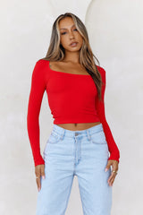 BASE Wear Now Ribbed Long Sleeve Top Red