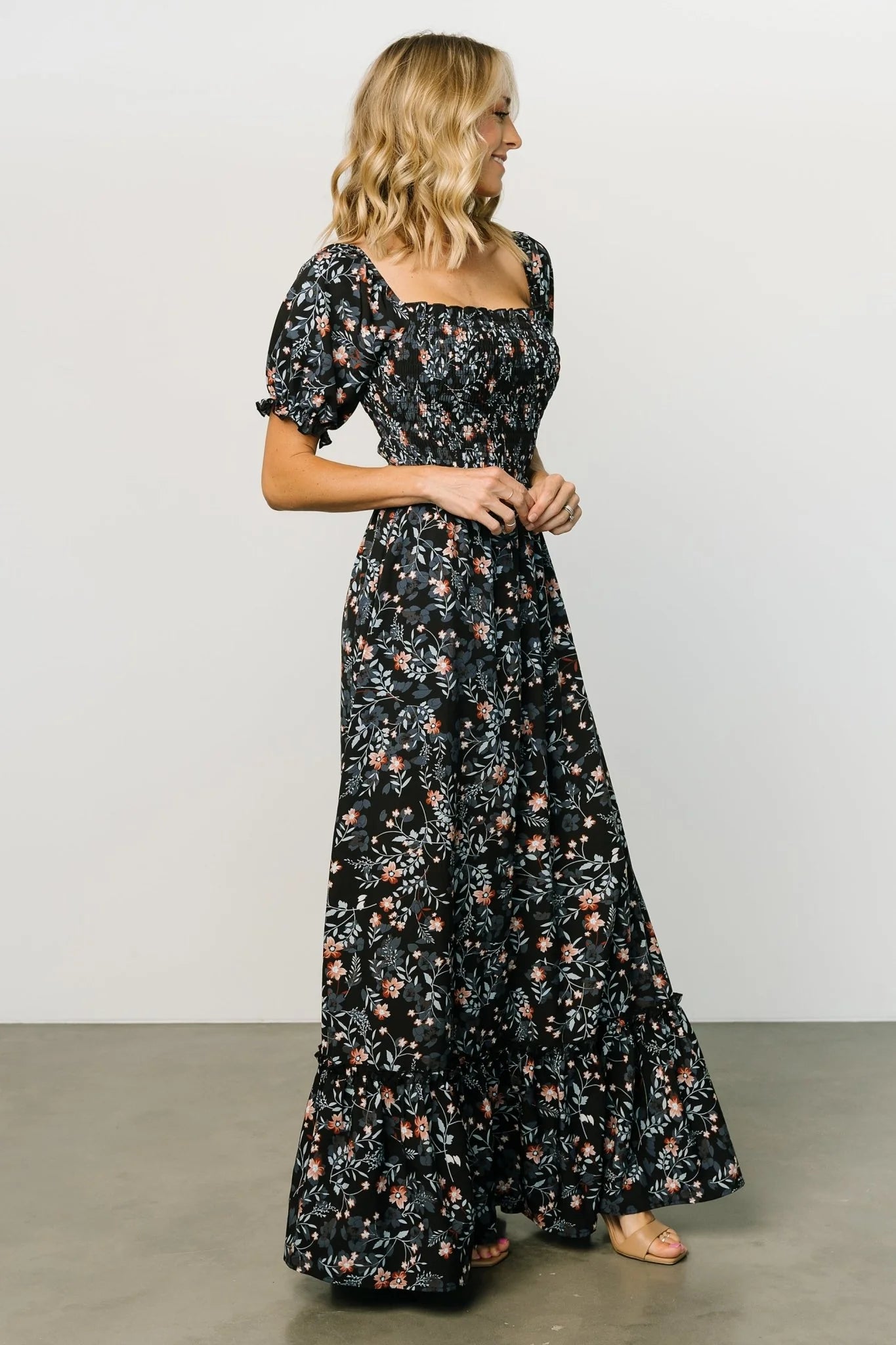 Capri Smocked Maxi Dress | Midnight Floral