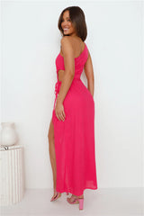 What's Your Name One Shoulder Maxi Dress Hot Pink