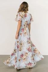 Naomi Short Sleeve Maxi Dress | Blue Multi Floral