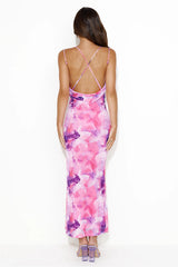 Unlike You Mesh Maxi Dress Pink