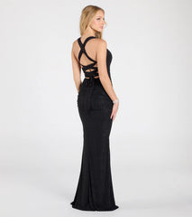 Tatiana Lace-Up Mermaid Glitter Formal Dress