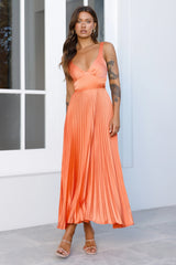 Dream Whispers Pleated Maxi Dress Orange