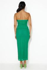 Era Of Style Mesh Strapless Crop Top Green