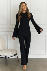 Cozy Holidays Long Sleeve Ribbed Top Black