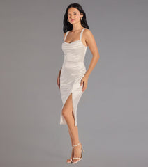 Laina High Slit Satin Midi Dress