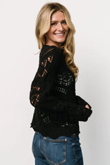 Roseburg Knit Sweater Top | Black