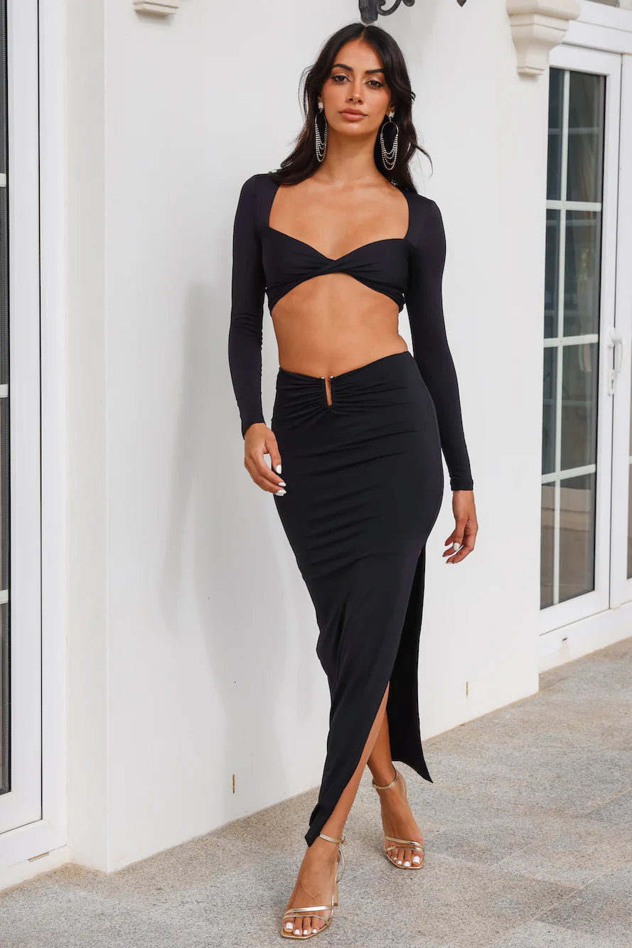 Angel Signs Maxi Skirt Black
