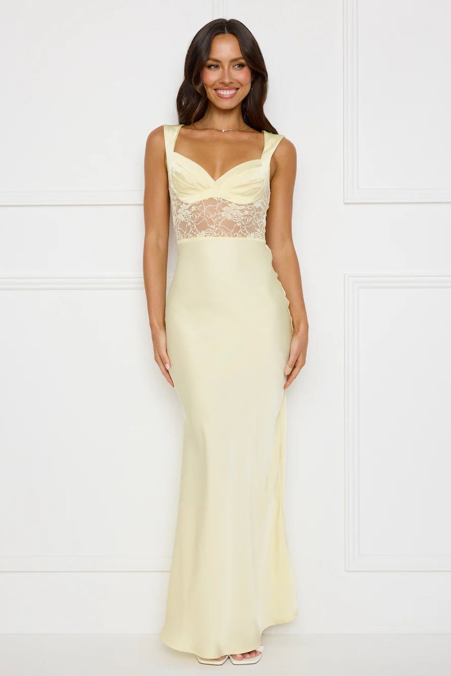 Afterparty Edit Satin Maxi Dress Yellow