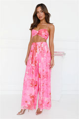 Forest Of Sun Mesh Crop Top Pink