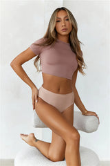 BASE Contour The Baby Tee Crop Top Mocha