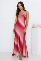 Candy Lips Satin Maxi Dress Pink