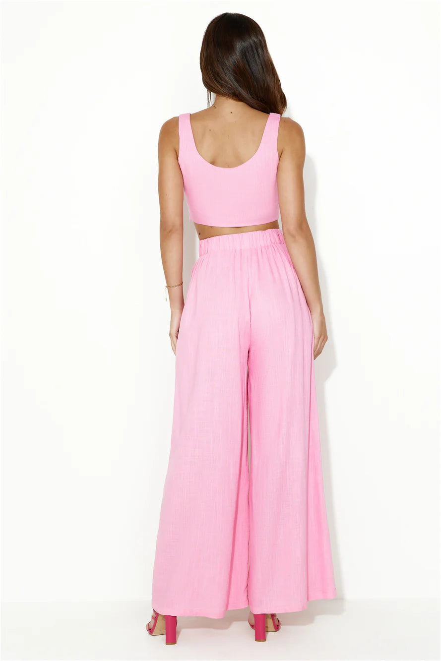 From The Sea Linen Crop Top Pink