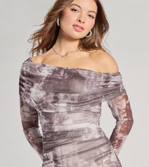 Uptown Doll Off-The-Shoulder Abstract Maxi Dress