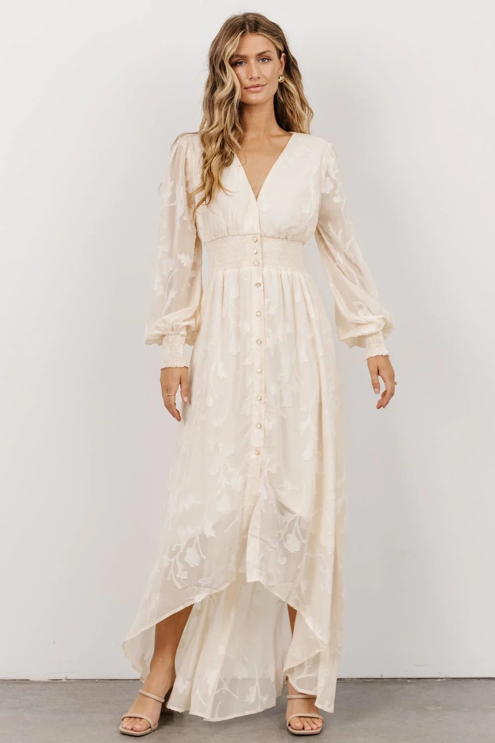 Mayfair High Low Maxi Dress | Vintage Cream