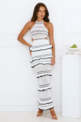 Beachside In Bali Knit Halter Maxi Dress White