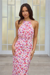 Whimsical Flower Midi Dress Pink