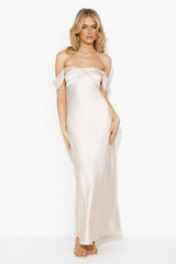 Classy Together Satin Maxi Dress Champagne