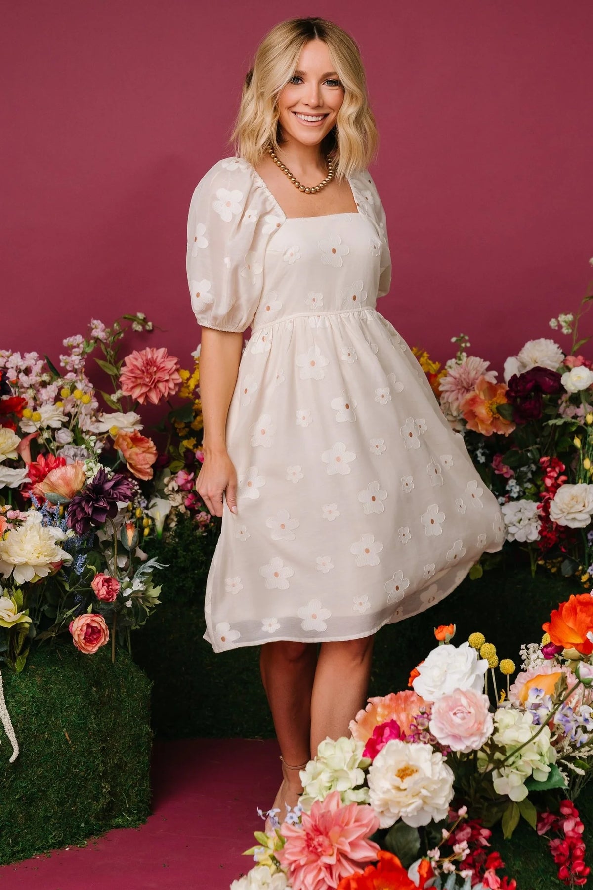 Daisy Short Dress | Vintage Cream Floral