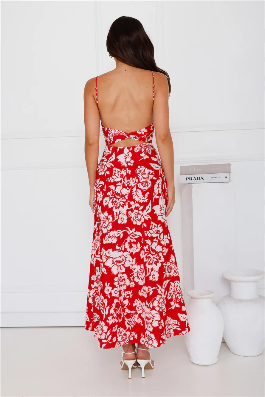Gardenia Grove Maxi Dress Red