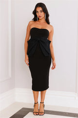 Finest Cocktail Event Strapless Midi Dress Black