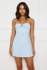 Always Captivating Strapless Mini Dress Blue
