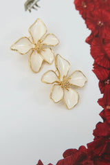 18k Gold Plated Hawaii Flowers Earrings Gold