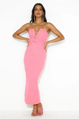 Groove To It Strapless Maxi Dress Pink